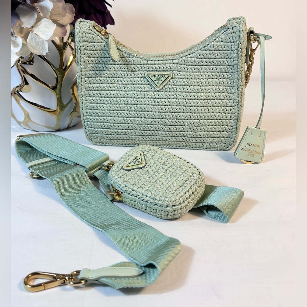 Stunning Prada Re Edition 2005 Green Raffia